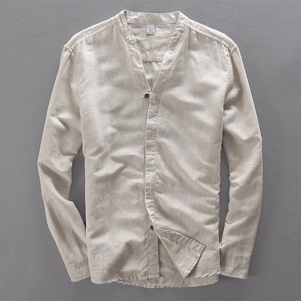men's casual shirts 2022 fashion long sleeves linen mandarin collar summer shirt men solid slim fit dress for male, White;black
men's casual shirts 2022 fashion long sleeves linen mandarin collar summer shirt men solid slim fit dress for male, White;black