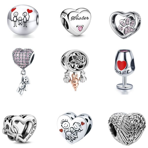 s925 sterling silver family heart-shaped beads charms adapting original pandora charms bracelets diy jewelry for women making, Bronze;silver
s925 sterling silver family heart-shaped beads charms adapting original pandora charms bracelets diy jewelry for women making, Bronze;silver
