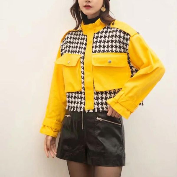 women's jackets xeasy 2021 women elegant houndstooth patchwork streetwear long sleeve jacket female fashion vintage zipper casual top, Black;brown
women's jackets xeasy 2021 women elegant houndstooth patchwork streetwear long sleeve jacket female fashion vintage zipper casual top, Black;brown