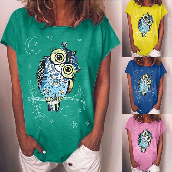 2021 women's new summer owl print loose short sleeve t-shirt blouse, Black;gray
2021 women's new summer owl print loose short sleeve t-shirt blouse, Black;gray