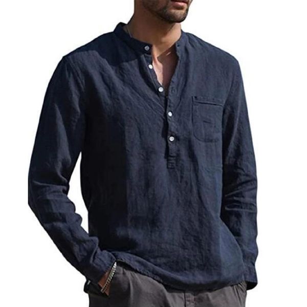 men's casual shirts 2021 long-sleeved summer solid color cotton linen stand-up collar beach style plus size, White;black
men's casual shirts 2021 long-sleeved summer solid color cotton linen stand-up collar beach style plus size, White;black