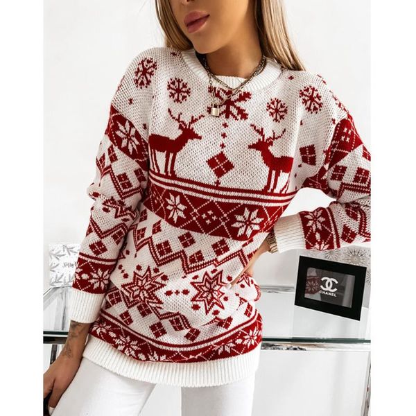 women's sweaters women christmas sweater snowflake and elk pattern round collar long sleeve knitted pullover female autumn winter clot, White;black
women's sweaters women christmas sweater snowflake and elk pattern round collar long sleeve knitted pullover female autumn winter clot, White;black