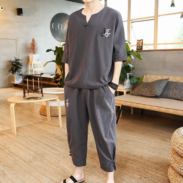 summer men suits tracksuit men linen chinese style short-sleeved t-shirt + pants casual sportswear cotton two-piece suits 10620, Red
summer men suits tracksuit men linen chinese style short-sleeved t-shirt + pants casual sportswear cotton two-piece suits 10620, Red