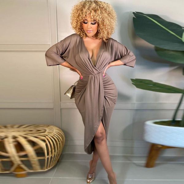 casual dresses brown black army green ruched bandage dress women deep v neck three quarter sleeve robe elegant mujer high split vestidos, Black;gray
casual dresses brown black army green ruched bandage dress women deep v neck three quarter sleeve robe elegant mujer high split vestidos, Black;gray