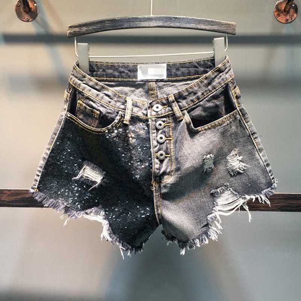 woman shorts high waist loose a-line jeans sequined hole asymmetrical single breasted streetwear denim summer 210601, White;black
woman shorts high waist loose a-line jeans sequined hole asymmetrical single breasted streetwear denim summer 210601, White;black