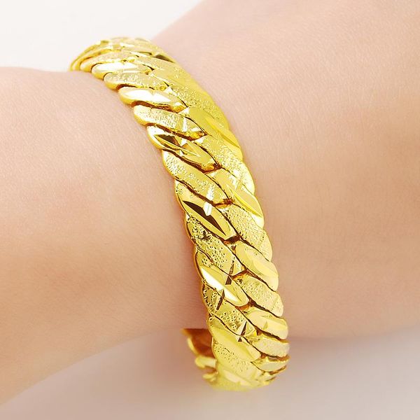 charm bracelets 24k gold bracelet pure yellow color snake chain plating for women ladies luxury gift party, Golden;silver
charm bracelets 24k gold bracelet pure yellow color snake chain plating for women ladies luxury gift party, Golden;silver