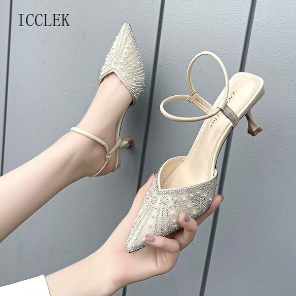sandals women pumps 2021 summer pointed toe slingback women's fashion crystal wedding party shoes pearl high heel, Black
sandals women pumps 2021 summer pointed toe slingback women's fashion crystal wedding party shoes pearl high heel, Black