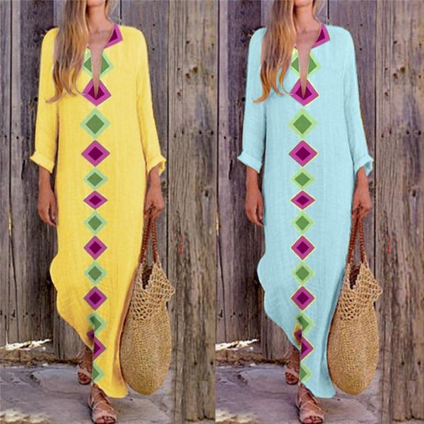 women's wish print long sleeve v-neck dress ethnic irregular split skirt maternity dresses, White
women's wish print long sleeve v-neck dress ethnic irregular split skirt maternity dresses, White
