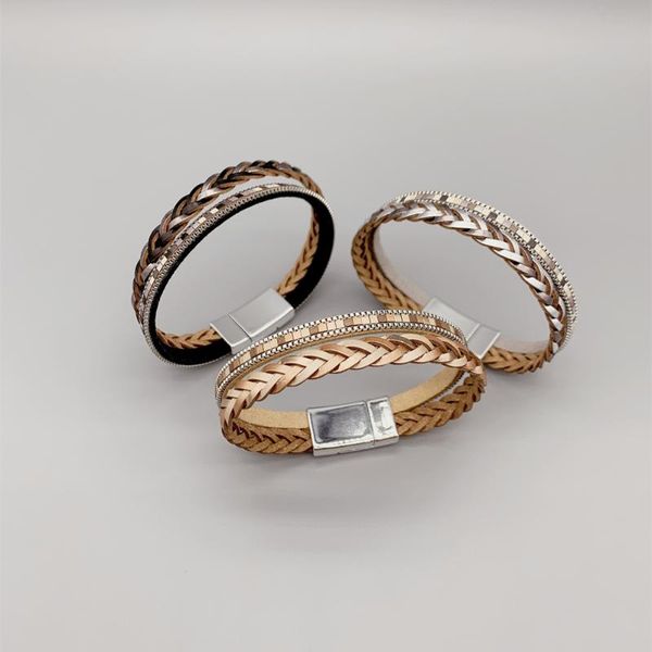 tennis folisaunique braid black gray beige colors woven leather bracelet for women girls magnetic clasp 19cm casual jewelry, Golden;silver
tennis folisaunique braid black gray beige colors woven leather bracelet for women girls magnetic clasp 19cm casual jewelry, Golden;silver