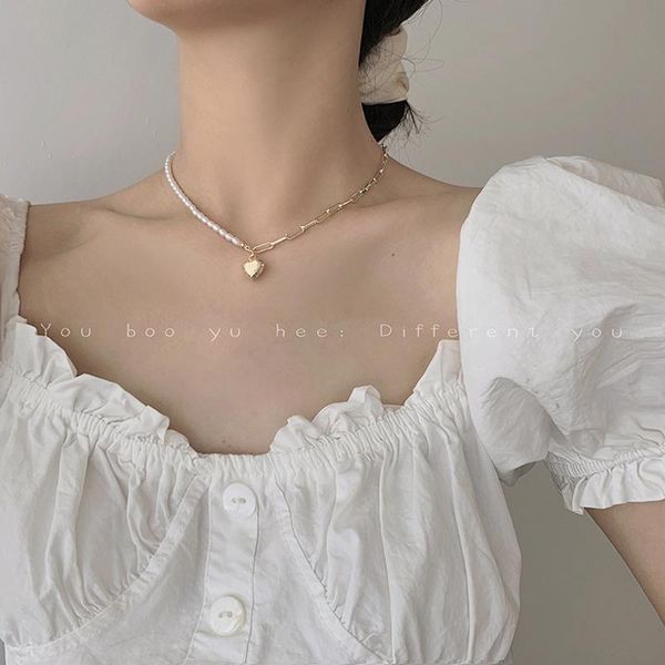 pendant necklaces vintage baroque dissymmetry half pearl lock chains necklace solid heart love for women punk jewelry, Silver
pendant necklaces vintage baroque dissymmetry half pearl lock chains necklace solid heart love for women punk jewelry, Silver