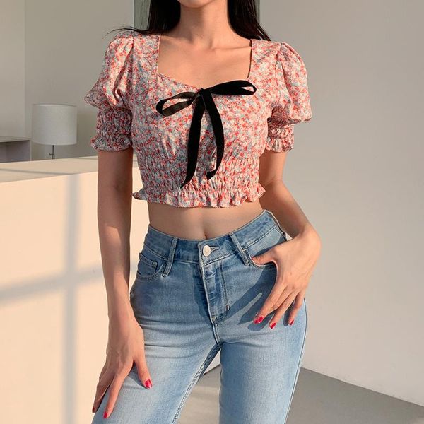 summer women korean sweet floral print square collar cropped tshirts y2k aesthetic kawaii bow puff sleeve cute tees 's t-shir women�, White
summer women korean sweet floral print square collar cropped tshirts y2k aesthetic kawaii bow puff sleeve cute tees 's t-shir women�, White