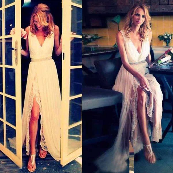 beach wedding dresses bridal gown 2022 boho v neck designer side slit chiffon sweep train crystals custom made plus size vestidos de novia, White
beach wedding dresses bridal gown 2022 boho v neck designer side slit chiffon sweep train crystals custom made plus size vestidos de novia, White