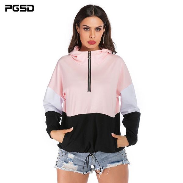 women's hoodies & sweatshirts pgsd autumn winter simple fashion casual women clothes colour splicing zipper bat sleeve loose hoodie fem, Black
women's hoodies & sweatshirts pgsd autumn winter simple fashion casual women clothes colour splicing zipper bat sleeve loose hoodie fem, Black