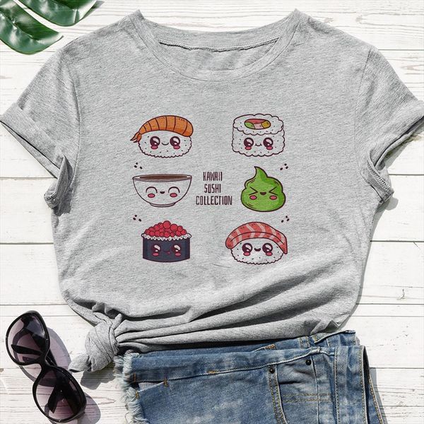 durable white grey mens t shirt and womens cute cartoons sushi printing fun punk loose o neck oversize, White;black
durable white grey mens t shirt and womens cute cartoons sushi printing fun punk loose o neck oversize, White;black
