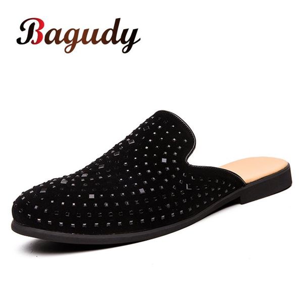 slippers men's designer rhinestone casual slipper shoes summer office leather sandals comfortable half male flats, Black
slippers men's designer rhinestone casual slipper shoes summer office leather sandals comfortable half male flats, Black