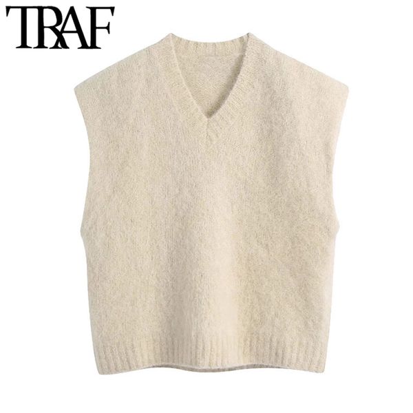 traf women fashion loose soft touch knitted vest sweater vintage v neck sleeveless female waistcoat chic 210415, White
traf women fashion loose soft touch knitted vest sweater vintage v neck sleeveless female waistcoat chic 210415, White