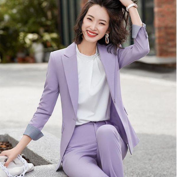 women blazer suit work business formal pant 2 piece set office ladies jacket and purple blue green brown black women's two pants, White
women blazer suit work business formal pant 2 piece set office ladies jacket and purple blue green brown black women's two pants, White