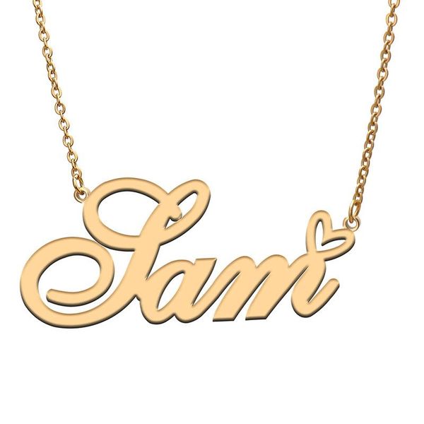 pendant necklaces sam love heart name necklace personalized gold plated stainless steel collar for women girls friends birthday wedding gift, Silver 
pendant necklaces sam love heart name necklace personalized gold plated stainless steel collar for women girls friends birthday wedding gift, Silver