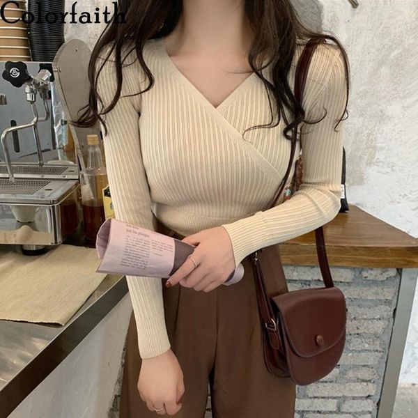 women's sweaters colorfaith 2021 autumn winter pullover v-neck cross minimalist slim bottoming solid lady sw33561, White;black
women's sweaters colorfaith 2021 autumn winter pullover v-neck cross minimalist slim bottoming solid lady sw33561, White;black