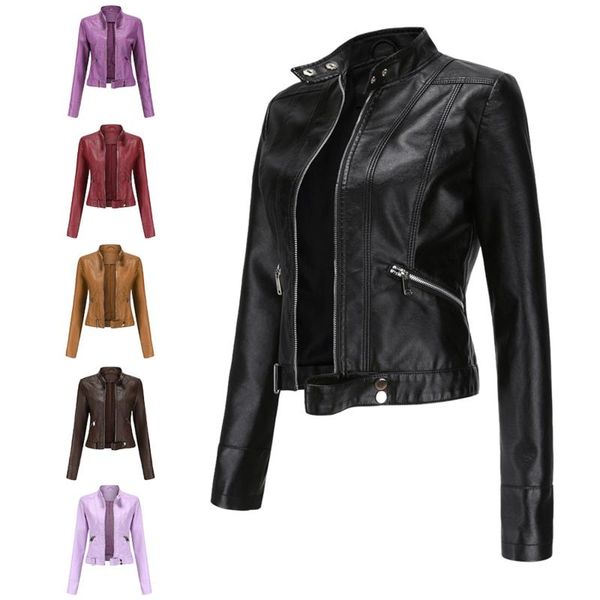 women's leather & faux spring autumn pu jacket women black purple zipper slim short moto biker jackets coat female outwear
women's leather & faux spring autumn pu jacket women black purple zipper slim short moto biker jackets coat female outwear