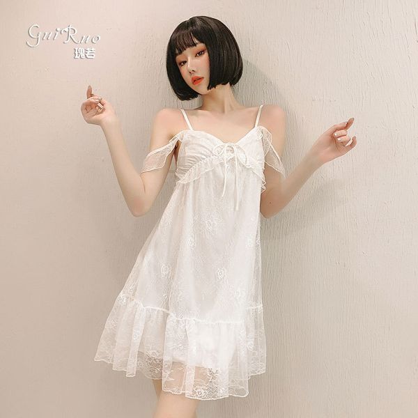 spring guiruo new underwear in and summer sweet lace princess style french suspender nightdress housewear 729, White;black
spring guiruo new underwear in and summer sweet lace princess style french suspender nightdress housewear 729, White;black