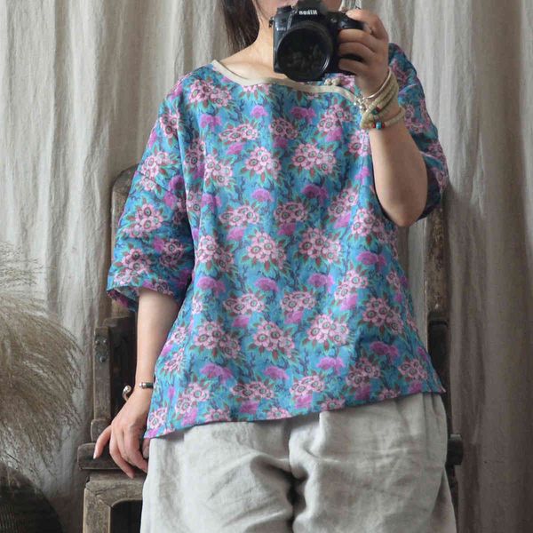 johnature women ramie summer vintage t-shirts o-neck seven sleeve summer print floral loose chinese style t-shirts 210521, White
johnature women ramie summer vintage t-shirts o-neck seven sleeve summer print floral loose chinese style t-shirts 210521, White