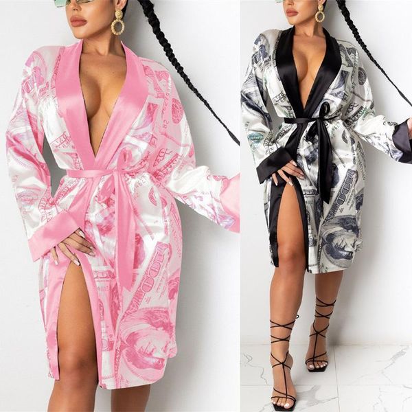 women's sleepwear 2021 women bathrobe money printed satin pajamas robes spring autumn night gown home clothes lounge wear kimono, Black;red
women's sleepwear 2021 women bathrobe money printed satin pajamas robes spring autumn night gown home clothes lounge wear kimono, Black;red