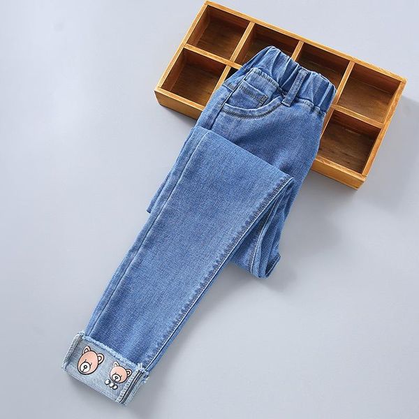 jeans 2021 girls for spring and autumn children's clothing kids cat blue girl pants 2-8 ages
