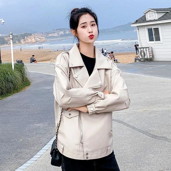 women's leather & faux jacket women casual loose korean pu motorcycle jackets female streetwear plus velvet oversized coat autumn chic, Black
women's leather & faux jacket women casual loose korean pu motorcycle jackets female streetwear plus velvet oversized coat autumn chic, Black