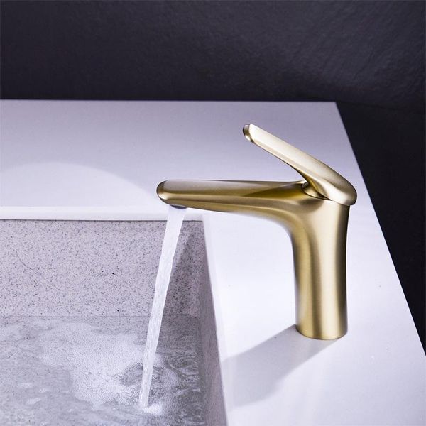 basin faucet brushed gold brass bathroom mixer tap single hole bath sink wash and cold lavotory faucets
basin faucet brushed gold brass bathroom mixer tap single hole bath sink wash and cold lavotory faucets