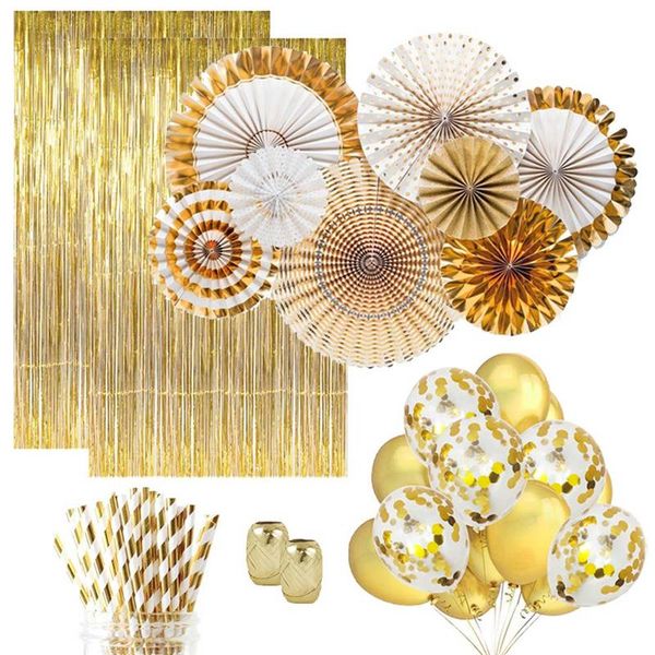pieces gold party decorations set paper fans confetti latex balloon foil fringe rain curtain for wedding birthday decor decoration
pieces gold party decorations set paper fans confetti latex balloon foil fringe rain curtain for wedding birthday decor decoration