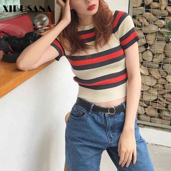 retro o-neck striped knitted summer short sleeve women t-shirts female slim casual t shirts mujer camiseta 210423, White
retro o-neck striped knitted summer short sleeve women t-shirts female slim casual t shirts mujer camiseta 210423, White