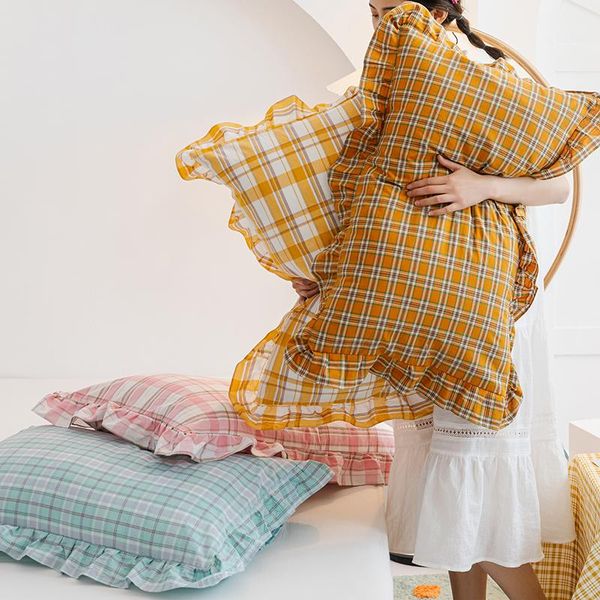 cushion/decorative pillow cilected home décor 100% washed cotton pillowcase 2pcs vintage plaid ruffled cushion cover lace envelope 48x74cm
cushion/decorative pillow cilected home décor 100% washed cotton pillowcase 2pcs vintage plaid ruffled cushion cover lace envelope 48x74cm