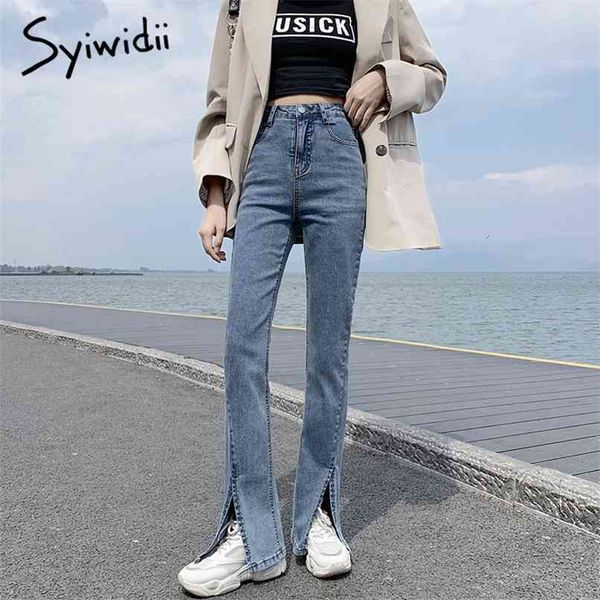stretch flare jeans women slit leg denim pants vintage streetwear fashion clothes high waisted full length spandex 210607, Blue
stretch flare jeans women slit leg denim pants vintage streetwear fashion clothes high waisted full length spandex 210607, Blue