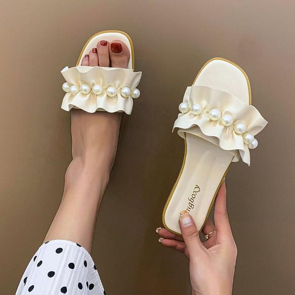 slippers elegant open toe sandals women's large size word buckle beaded outdoor pearl ladies shoes slip on round beach, Black
slippers elegant open toe sandals women's large size word buckle beaded outdoor pearl ladies shoes slip on round beach, Black