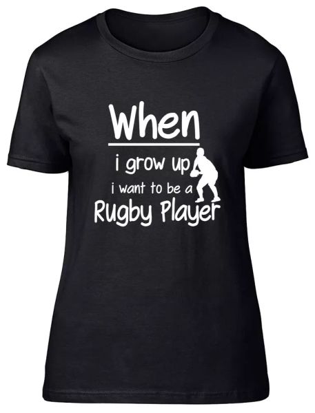 When i Grow up I want to be a Rugby Fitted Womens Ladies T Shirt, White;black
When i Grow up I want to be a Rugby Fitted Womens Ladies T Shirt, White;black