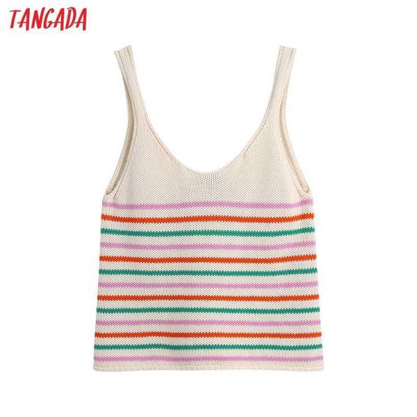 tangada summer women stripe pattern backless bow crop knit tank sleeveless female be690 210609, White
tangada summer women stripe pattern backless bow crop knit tank sleeveless female be690 210609, White