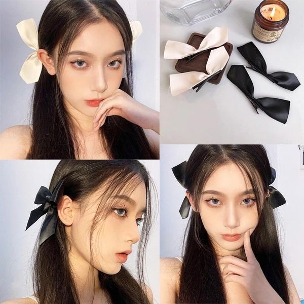 2pcs black white ribbon hair bows clips vintage bowknot side hairpin cute girls barrettes headdress accessories for women 
2pcs black white ribbon hair bows clips vintage bowknot side hairpin cute girls barrettes headdress accessories for women