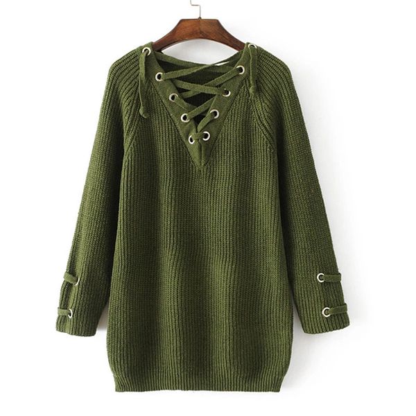 sweaters drawstring v-neck bandage sweater for women autumn winter casual long sleeve loose pullover female pink/green jumper, White;black
sweaters drawstring v-neck bandage sweater for women autumn winter casual long sleeve loose pullover female pink/green jumper, White;black