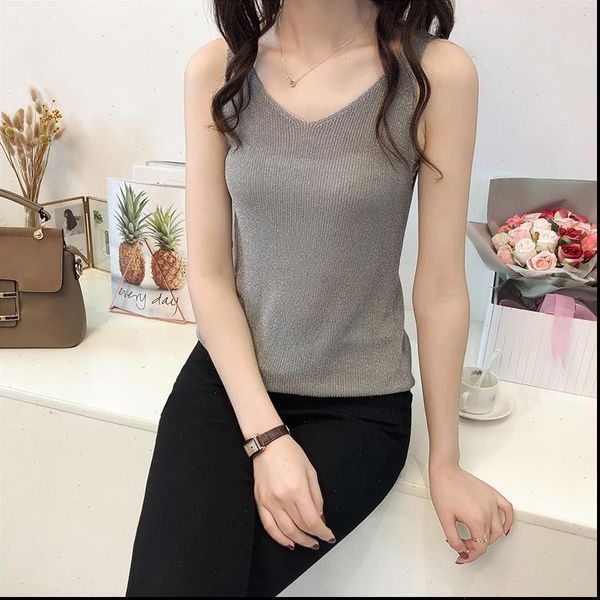 shining bling womens cami summer v neck camisole sleeveless halter slim knitted tee shirt female, White
shining bling womens cami summer v neck camisole sleeveless halter slim knitted tee shirt female, White