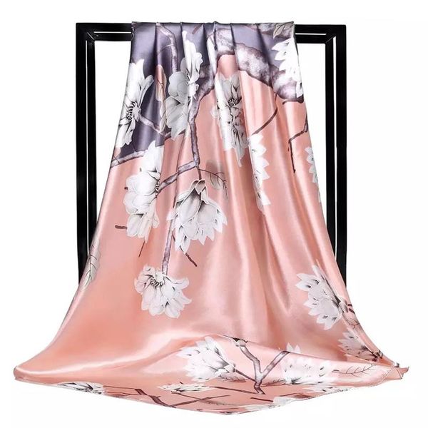 scarves 2021 90x90cm kerchief four seasons fashion satin headcloth korean printing silk luxury sunscreen square shawls, Blue;gray 
scarves 2021 90x90cm kerchief four seasons fashion satin headcloth korean printing silk luxury sunscreen square shawls, Blue;gray