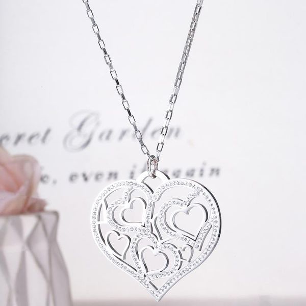 pendant necklaces 2021 women multiple heart necklace long crystal charm handmate jewelry wedding party gifts collar de mujer, Silver
pendant necklaces 2021 women multiple heart necklace long crystal charm handmate jewelry wedding party gifts collar de mujer, Silver