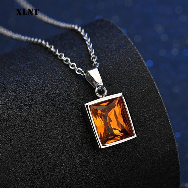 pendant necklaces xlnt fashion collier square stone crystal zircon necklace stainless steel chain for women, Silver
pendant necklaces xlnt fashion collier square stone crystal zircon necklace stainless steel chain for women, Silver