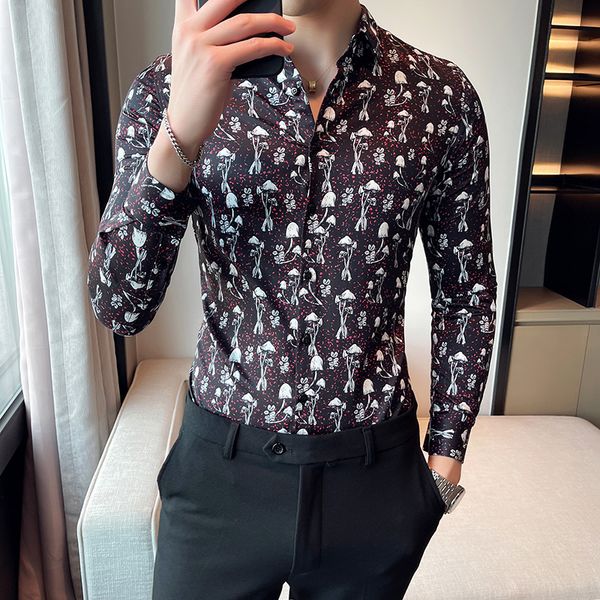 2022 spring and autumn men's personality printed long sleeve shirts trendy fashion handsome slim casual shirts, White;black
2022 spring and autumn men's personality printed long sleeve shirts trendy fashion handsome slim casual shirts, White;black