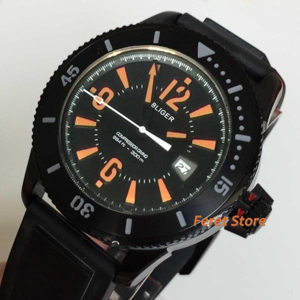 wristwatches 43mm men watch black orange dial steel case rubber strap automatic wristwatch, Slivery;brown
wristwatches 43mm men watch black orange dial steel case rubber strap automatic wristwatch, Slivery;brown