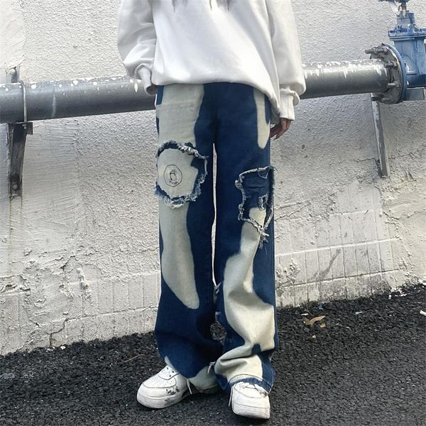 men's jeans mens street wear vintage hip hop pants straight patchwork graffiti men printed loose, Blue
men's jeans mens street wear vintage hip hop pants straight patchwork graffiti men printed loose, Blue