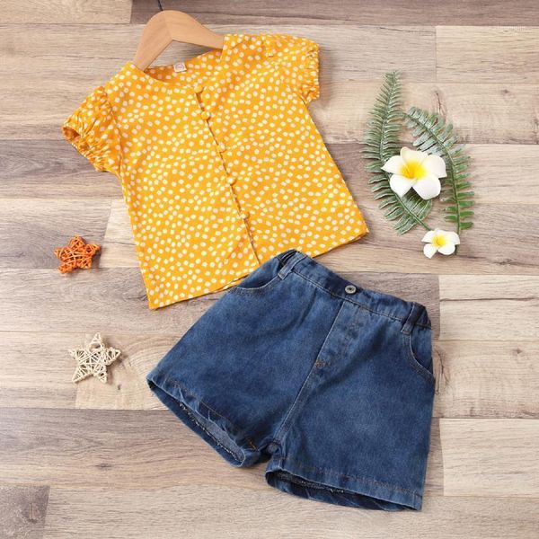 1-6years fashion girls summer clothes short sleeve sets floral single-breasted t-shirt and denim pants clothing, White
1-6years fashion girls summer clothes short sleeve sets floral single-breasted t-shirt and denim pants clothing, White
