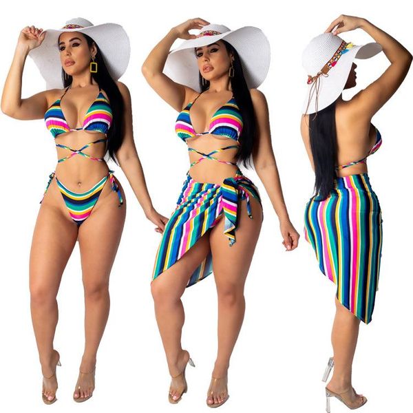 bikinis women swimsuit stripe printed three piece set spaghetti strap sleeveless crop short pants and cover up women's swimwear, White;black
bikinis women swimsuit stripe printed three piece set spaghetti strap sleeveless crop short pants and cover up women's swimwear, White;black