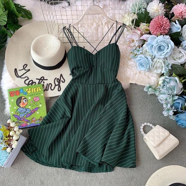 casual dresses 2021 summer women v-neck backless spaghetti strap dress fashion striped slim a-line robe ladies sandy beach clothes, Black;gray
casual dresses 2021 summer women v-neck backless spaghetti strap dress fashion striped slim a-line robe ladies sandy beach clothes, Black;gray