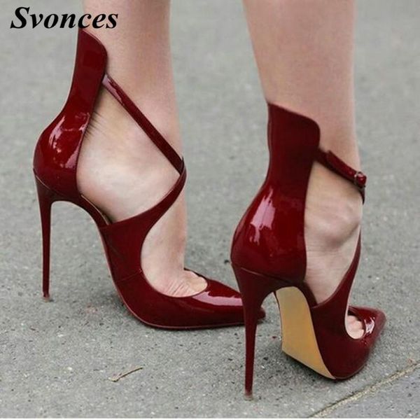 latest wine red patent leather pumps extreme high heels office lady cross strap pointed toe party dress shoes women stiletto, Black
latest wine red patent leather pumps extreme high heels office lady cross strap pointed toe party dress shoes women stiletto, Black